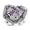 GP Italian Garden Collection African Amethyst, White Zircon Ring in Rhodium Over Sterling Silver (Size 10.0) 2.60 ctw - Sticky add to cart bar