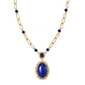 Lapis Lazuli 14.00 ctw Necklace in ION Plated Yellow Gold Stainless Steel 20-22 Inches - Sticky add to cart bar