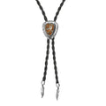 Artisan Crafted Blue Horizon Turquoise 12.00 ctw Bolo Tie Feather Necklace in Sterling Silver and Black Leather Cord 24 Inches - Sticky add to cart bar