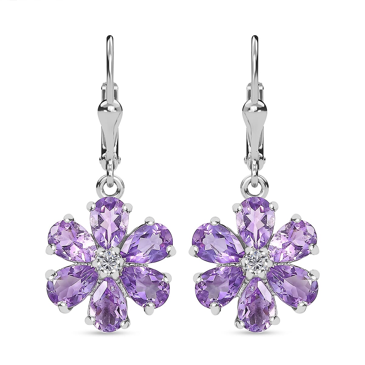 Moroccan Rose and Moissanite 4.65 ctw Flower Earrings in Rhodium Over Sterling Silver