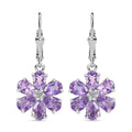 Moroccan Rose and Moissanite 4.65 ctw Flower Earrings in Rhodium Over Sterling Silver - Sticky add to cart bar