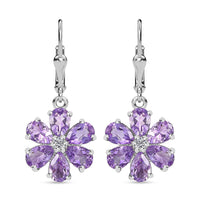 Moroccan Rose and Moissanite 4.65 ctw Flower Earrings in Rhodium Over Sterling Silver