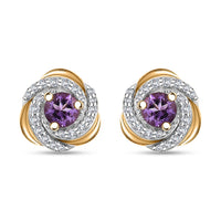 D'Joy Moroccan Rose and White Zircon 0.85 ctw Knot Stud Earrings in 18K Vermeil Yellow Gold Over Sterling Silver