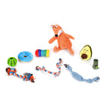 Set of 9pc Multi Color Pet Toys (1 Fox, 1 Double Cotton String, 2pc Three Cotton, 1 Avocados, 1 Donut, 1 Bone, 1 ball with 1 Garbage Bag) - Sticky add to cart bar