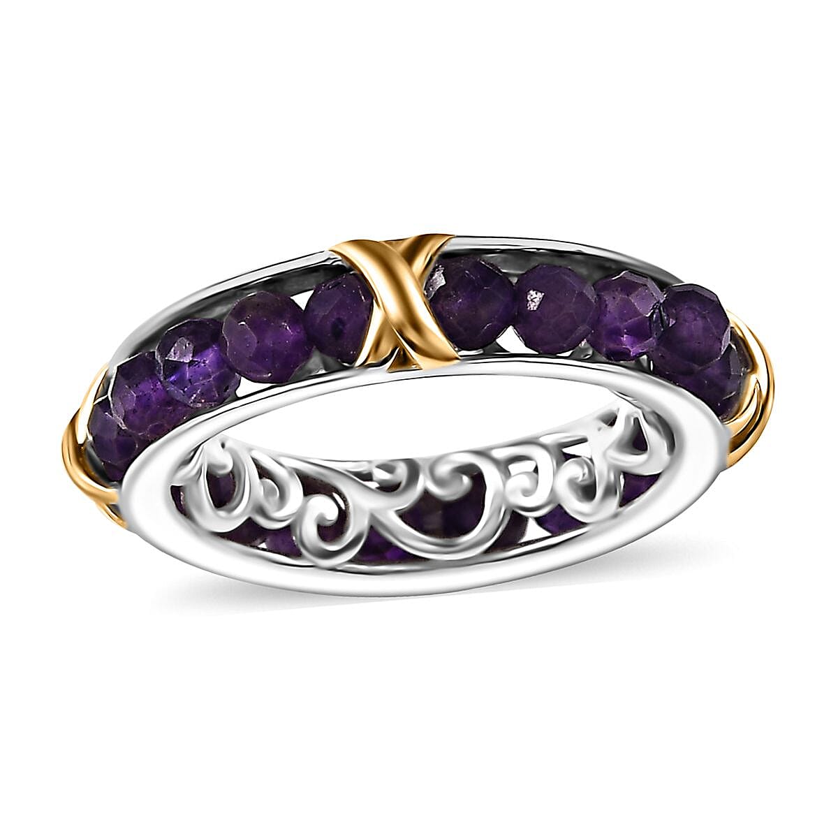 One Time Only Karis African Amethyst Ring in 18K YG Plated and Platinum Bond (Size 5.0) 4.80 ctw