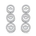 Moissanite 5.00 ctw 3 Halo Dancing Earrings in Rhodium Over Sterling Silver - Sticky add to cart bar
