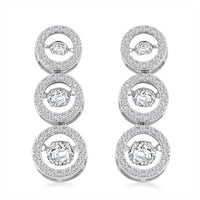 Moissanite 5.00 ctw 3 Halo Dancing Earrings in Rhodium Over Sterling Silver