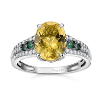 Brazilian Heliodor, Multi Gemstone Ring in Rhodium Over Sterling Silver (Size 10.0) 1.90 ctw