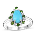 Sleeping Beauty Turquoise and Multi Gemstone 2.00 ctw Ring in Rhodium Over Sterling Silver - Sticky add to cart bar