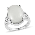 White Jade Solitaire Ring in Stainless Steel (Size 10.0) 11.90 ctw - Sticky add to cart bar