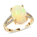 Certified & Appraised Luxoro AAA Ethiopian Welo Opal and G-H I2 Diamond 4.80 ctw Ring in 14K Yellow Gold (Size 10.0) 4 Grams - Sticky add to cart bar