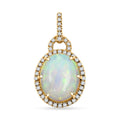 Certified & Appraised Luxoro AAA Ethiopian Welo Opal and G-H I2 Diamond Pendant without Chain in 10K Yellow Gold 3.60 ctw - Sticky add to cart bar