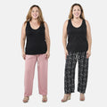 Black with White and Pink Striped Printed Pattern Stretch Lounge Pant - One Size Fits Most - Sticky add to cart bar