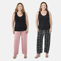 Black with White and Pink Striped Printed Pattern Stretch Lounge Pant - One Size Fits Most