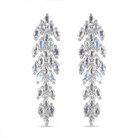 D'Joy Premium Moon Glow Moonstone 4.15 ctw Moonlight Waterfall Earrings in Rhodium Over Sterling Silver