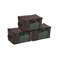 Set of 3 Non-Woven Fabric Storage Bag with Clear Window  Color- Dark Grey Size- 13.7 x 23.6 x 16.9 Inch
