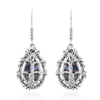 Abalone Shell Tree of Life Earrings in Stainless Steel