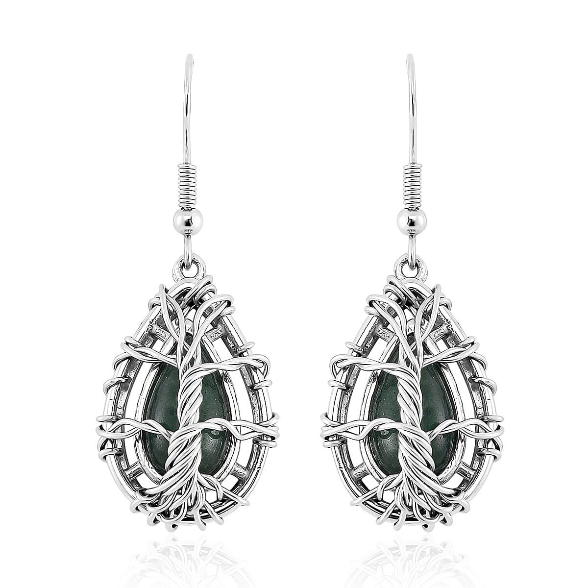 Abalone Shell Tree of Life Earrings in Stainless Steel
