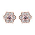Pink Morganite and Moissanite 1.40 ctw Bloom Flower Earrings in 18K Vermeil Rose Gold Over Sterling Silver - Sticky add to cart bar