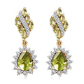 D'Joy Premium Hebei Peridot and White Zircon 4.00 ctw Leaf Earrings in 18K Vermeil Yellow Gold Over Sterling Silver - Sticky add to cart bar