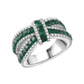 Simulated White and Ruby Color Diamond Ring in Rhodium Over Sterling Silver (Size 10.0) 2.60 ctw - Sticky add to cart bar