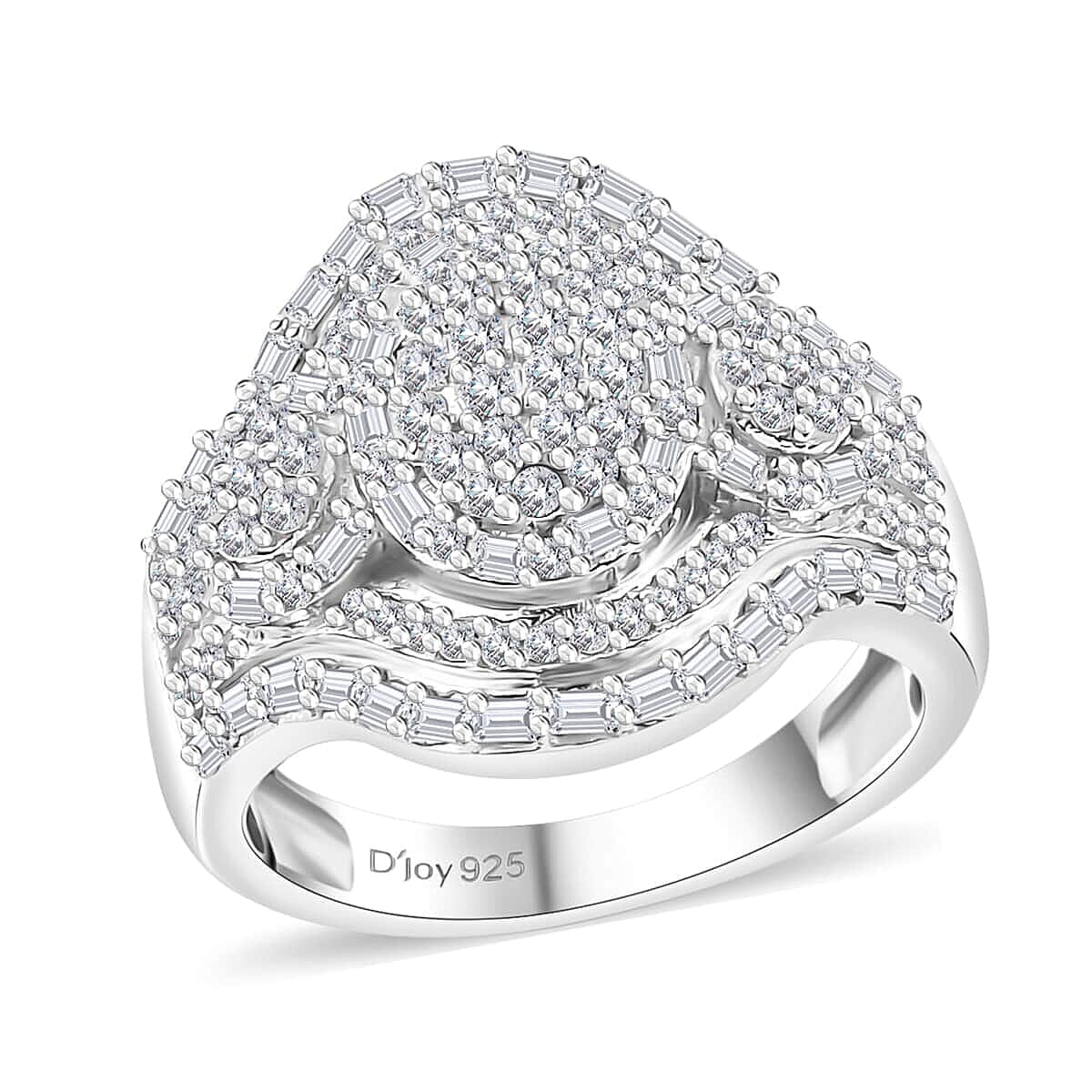 Diamond Radiant Ring in  Sterling Silver