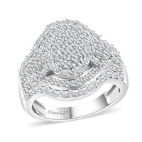 Diamond Radiant Ring in  Sterling Silver