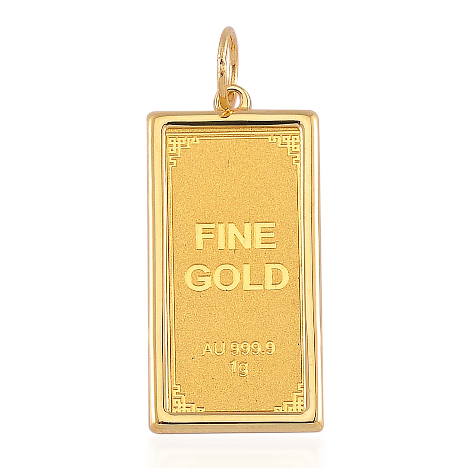 24K Yellow Gold Ingot 21x10.67x0.8MM Pendant without Chain Bar (1g) in