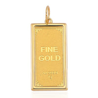 24K Yellow Gold Ingot 21x10.67x0.8MM Pendant without Chain Bar (1g) in 14K Gold Frame (0.45g) (Total 1.4gm)