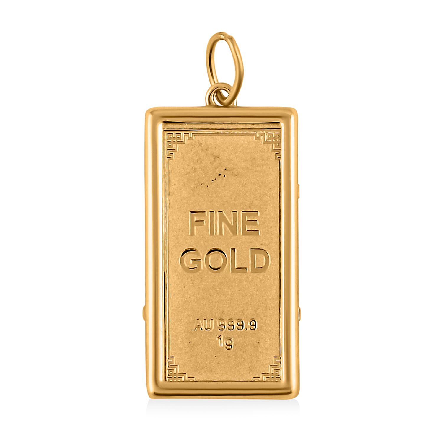 24K Yellow Gold 21.5x11.4x0.9MM Bar with 10K Gold Frame 1.40 Grams