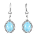 Larimar and White Zircon 5.10 ctw Lever Back Whale Earrings in Rhodium Over Sterling Silver - Sticky add to cart bar