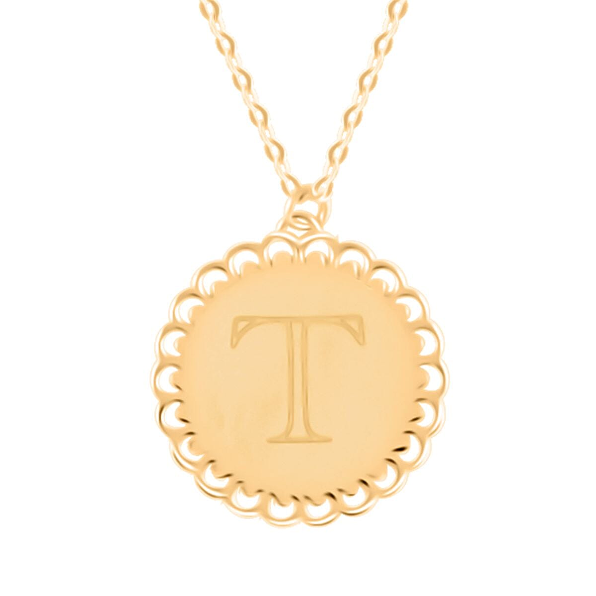 Italian Initials T Necklace in 10K Yellow Gold 1.50 Grams 18-20 Inches
