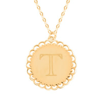 Italian Initials T Necklace in 10K Yellow Gold 1.50 Grams 18-20 Inches