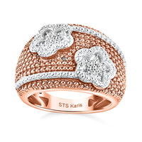 Karis Natural Champagne Diamond Accent Floral Ring in 18K RG Plated (Size 10.0)