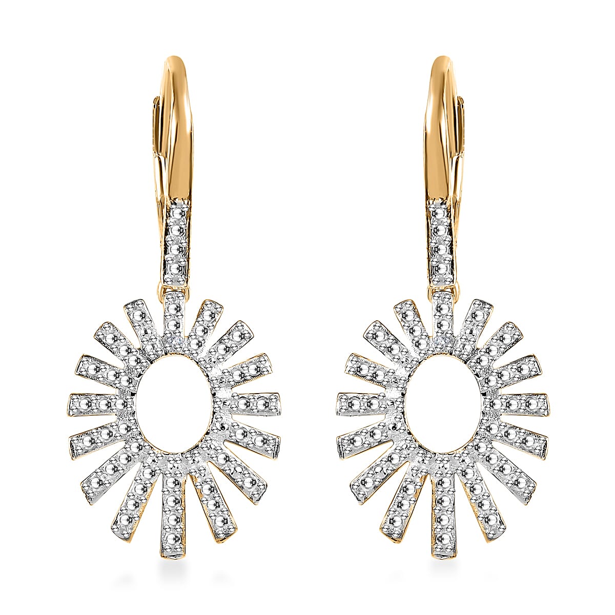 Karis White Diamond Accent Snowflake Earrings in Platinum Bond and 18K Yellow Gold Plated