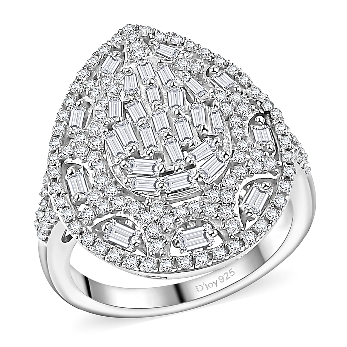 TLV White Diamond Ring in Rhodium Over Sterling Silver (Size 6.0) 1.00 ctw