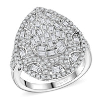 TLV White Diamond Ring in Rhodium Over Sterling Silver (Size 6.0) 1.00 ctw
