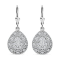 White Diamond 1.00 ctw Lever Back Earrings in Rhodium Over Sterling Silver - Sticky add to cart bar