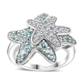 Lagoon Apatite, Moissanite Ring in Rhodium Over Sterling Silver (Size 10.0) 1.00 ctw - Sticky add to cart bar