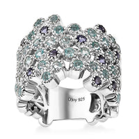 Lagoon Apatite, Catalina Iolite Ring in Rhodium Over Sterling Silver (Size 10.0) 1.90 ctw