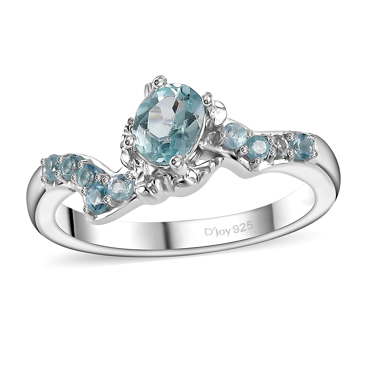Lagoon Apatite, Betroka Blue Apatite Ring in Rhodium Over Sterling Silver (Size 10.0) 0.50 ctw