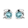 D'Joy Madagascar Lagoon Apatite and Thai Black Spinel 0.60 ctw Dolphin Earrings in Rhodium Over Sterling Silver - Sticky add to cart bar