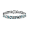 Madagascar Lagoon Apatite and Moissanite 12.85 ctw Ocean Bubble Bracelet in Rhodium Over Sterling Silver (6.50 In) - Sticky add to cart bar