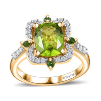 Peridot, Multi Gemstone Ring in 18K Vermeil YG Over Sterling Silver (Size 10.0) 2.85 ctw