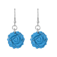Blue Howlite Earrings in Stainless Steel 25.00 ctw