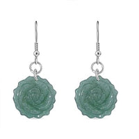 Green Aventurine Earrings in Stainless Steel 25.00 ctw