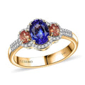 Luxoro 14K Yellow Gold AAA Tanzanite, Padparadscha Sapphire, Diamond (G-H, I2) (0.25 cts) Ring (Size 10.0) 2.00 ctw - Sticky add to cart bar