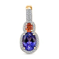 Luxoro AAA Tanzanite and Padparadscha Sapphire (Beryllium Treated), G-H I2 Diamond 1.70 ctw Sunset Serenade Pendant in 14K Yellow Gold - Sticky add to cart bar