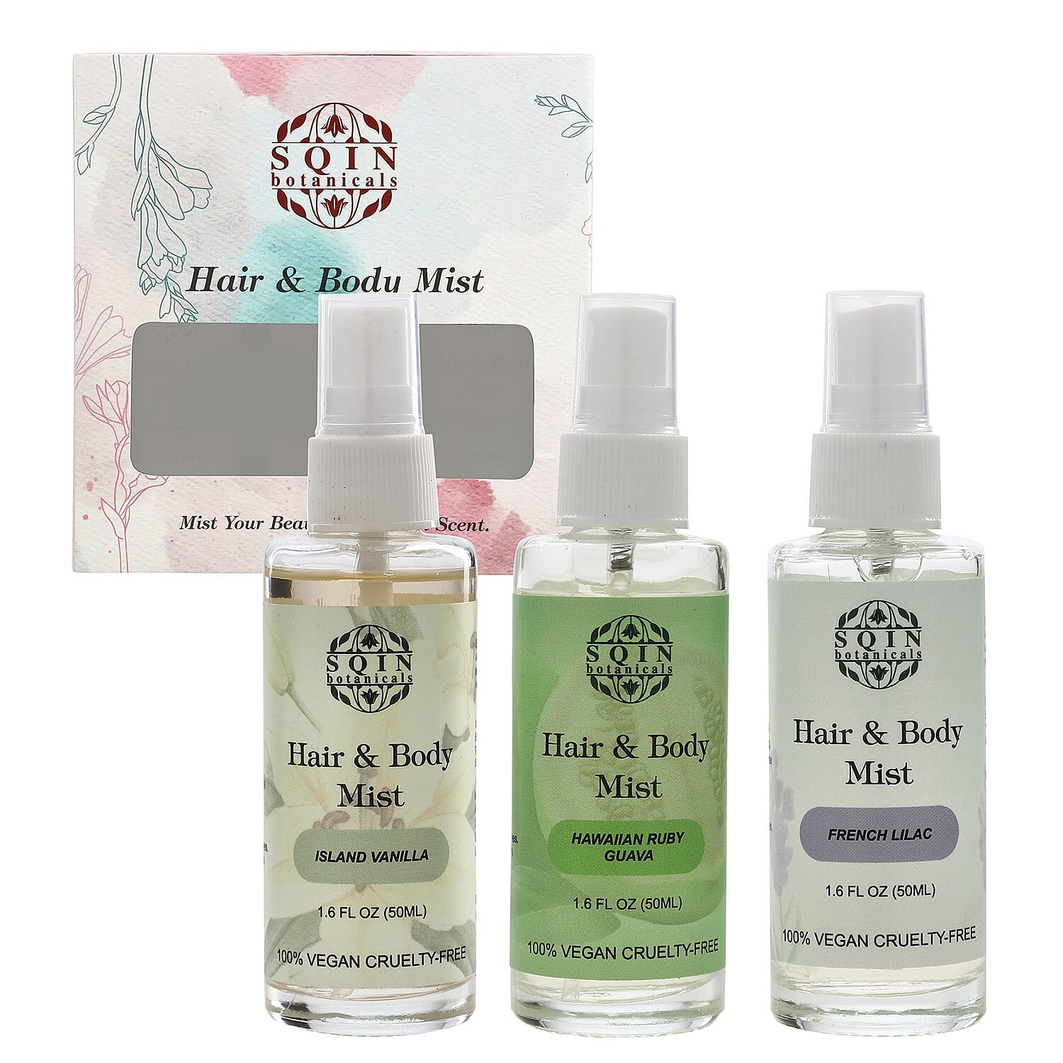 Sqin Botanical Set of 3 Hair and Body Mist