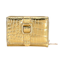 Gold Crocodile Embossed RFID Protected Faux Leather Wallet (4.3"x3.2")
